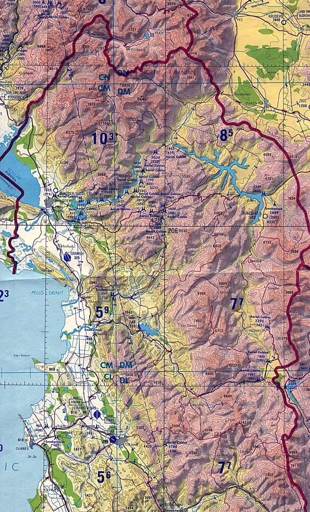 bản đồ của Albania địa hình