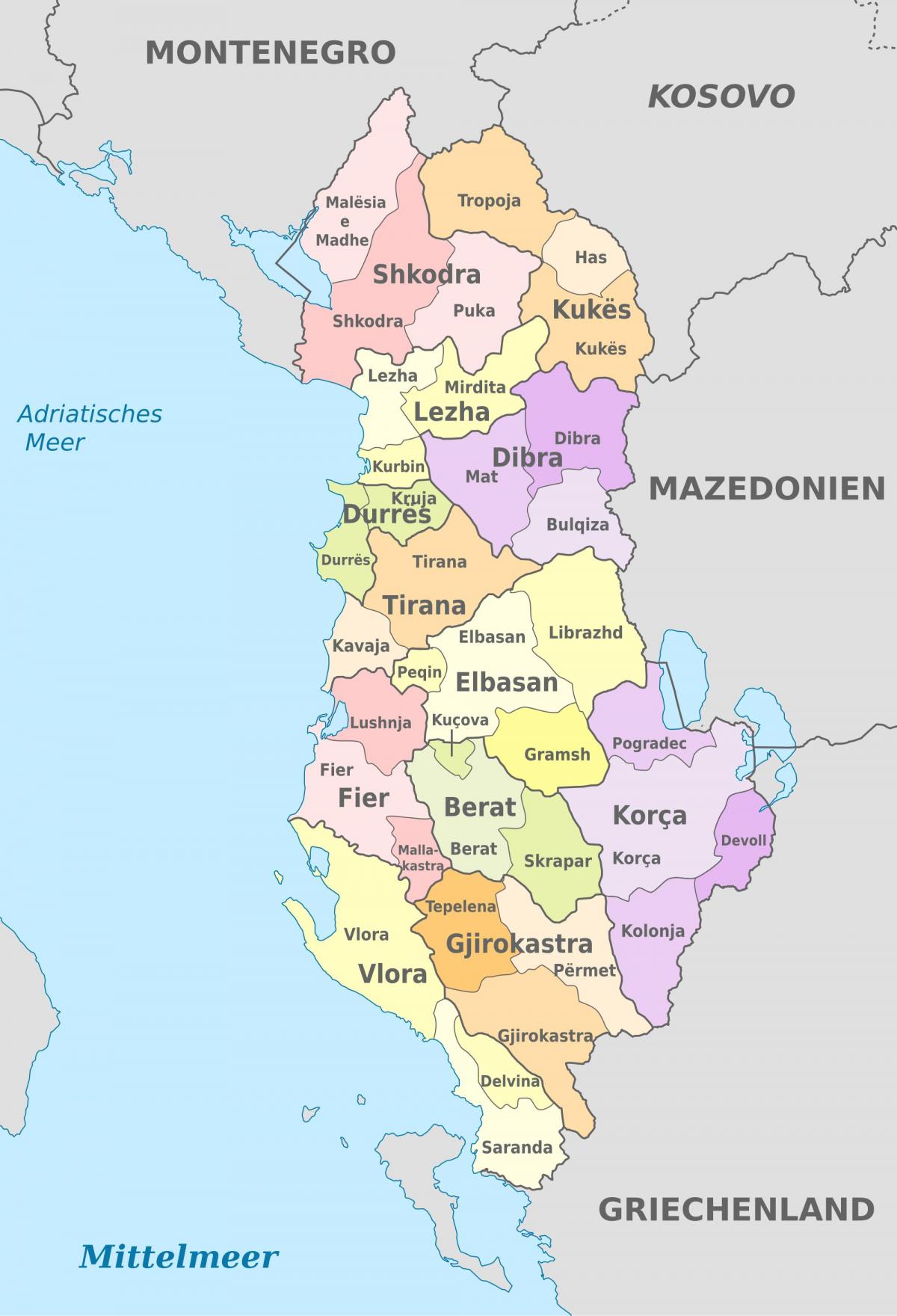 bản đồ của Albania chính trị
