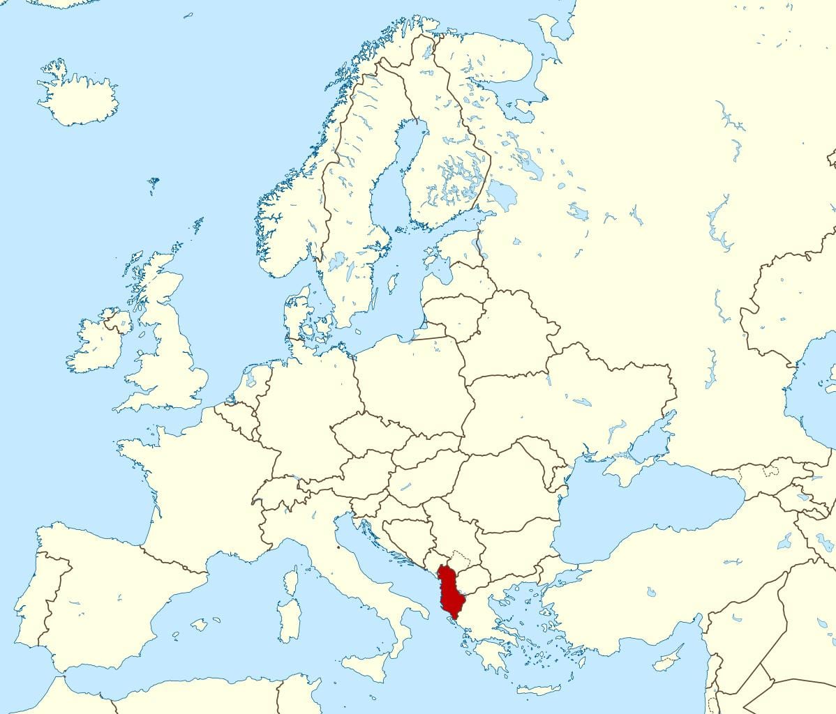 bản đồ của Albania vị trí trên thế giới