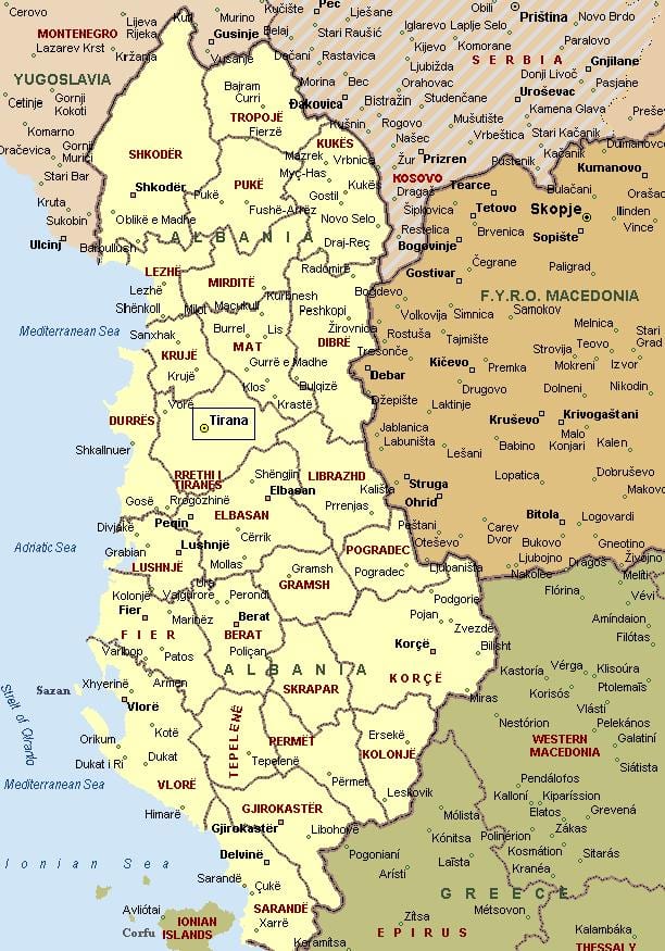 bản đồ của bờ biển albania