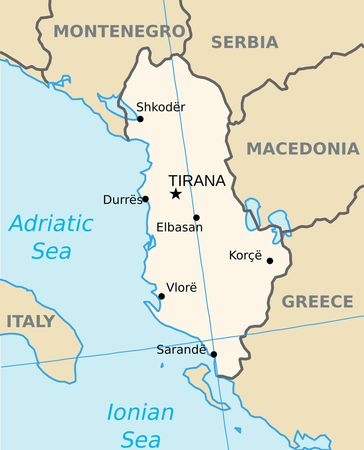 bản đồ theo con đường được Albania