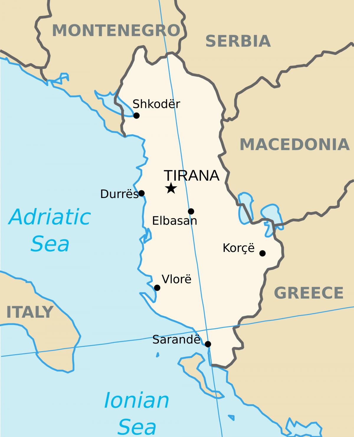 bản đồ theo con đường được Albania