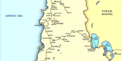 Bản đồ của Albania tàu