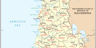 Bản đồ của Albania với thành phố