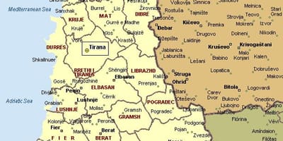 Bản đồ của bờ biển albania